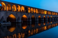Sunset by the Si-o-Seh Bridge in Isfahan, Iran 