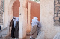 Men in a Saharan desert village 