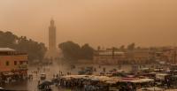 Strong rain storm affecting businesses in Marrakesh, Morocco.