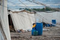 The Syrian refugees in rural Jordan buy water for drinking and store it in buckets.