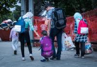 Afghani refugees in Belgrade, Serbia are looking for a sidewalk to sleep on for the night.