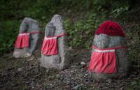 Little Jizo statues (dead children) in Kyoto, Japan