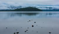 Lake Hussharo in Akan National Park  in the eastern part of Hokkaido, Japan