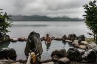 Onsen on Lake Hussharo in Akan National Park  in the eastern part of Hokkaido, Japan