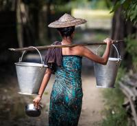 Khamti Shan Women Fetching Water in Chindwin River, Myanmar