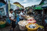 Chicken Sellers on Market Day, Myanmar